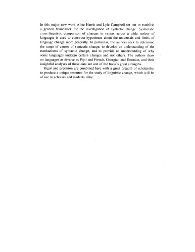 Historical syntax in cross-linguistic perspective