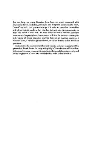 History and Biography: Essays in Honour of Derek Beales