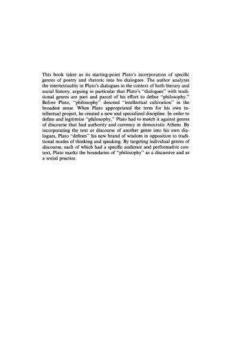 Genres in Dialogue: Plato and the Construct of Philosophy