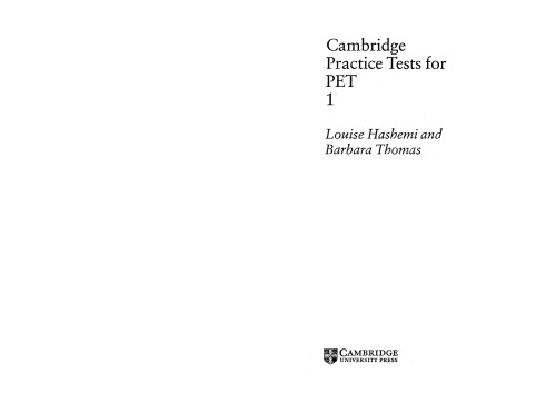 Cambridge Practice Tests for PET 1 Student's book