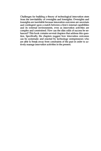Technological Innovation : Oversights and Foresights