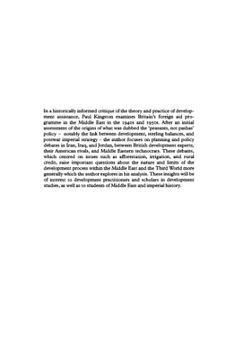Britain and the Politics of Modernization in the Middle East, 1945-1958