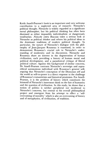 Nietzsche Contra Rousseau: A Study of Nietzsche's Moral and Political Thought