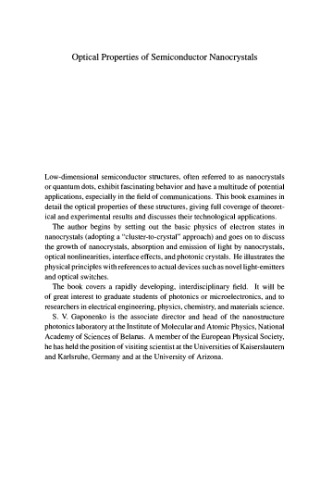 Optical properties of semiconductor nanocrystals