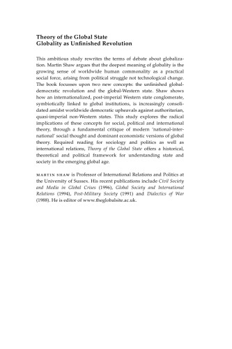 Theory of the Global State: Globality as an Unfinished Revolution