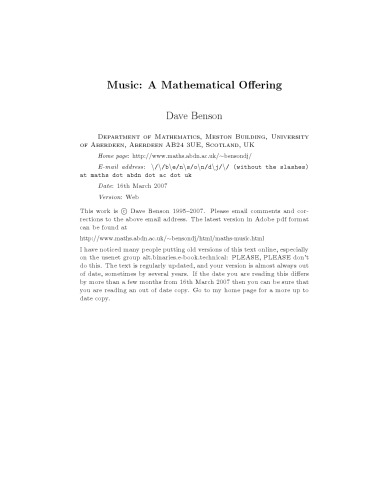 Music: A Mathematical Offering