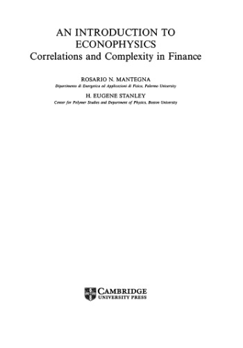 An introduction to econophysics: correlations and complexity in finance