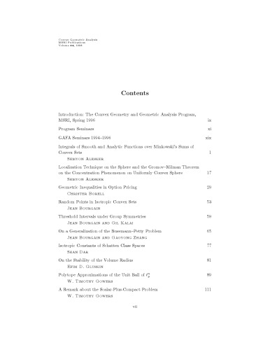 Convex Geometric Analysis