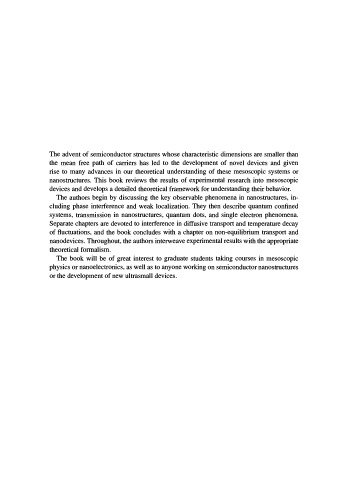 Transport in Nanostructures