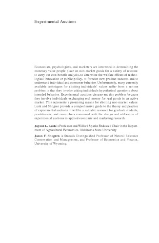 Experimental Auctions: Methods and Applications in Economic and Marketing Research (Quantitative Methods for Applied Economics and Business Research)