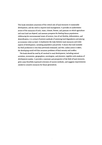 Land Resources: Now and for the Future