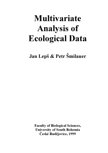 Multivariate Analysis of Ecological Data