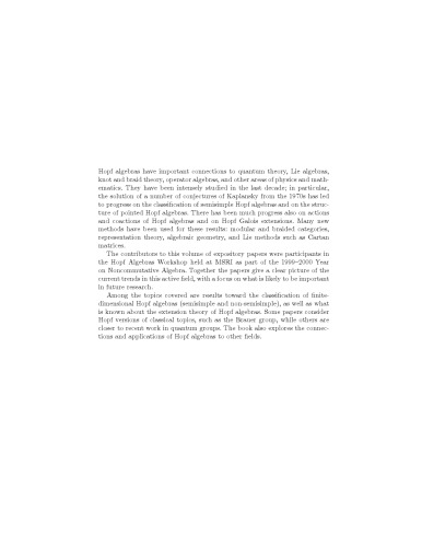 New Directions in Hopf Algebras