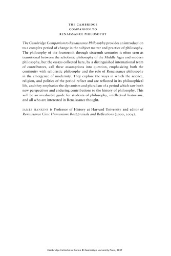 The Cambridge Companion to Renaissance Philosophy