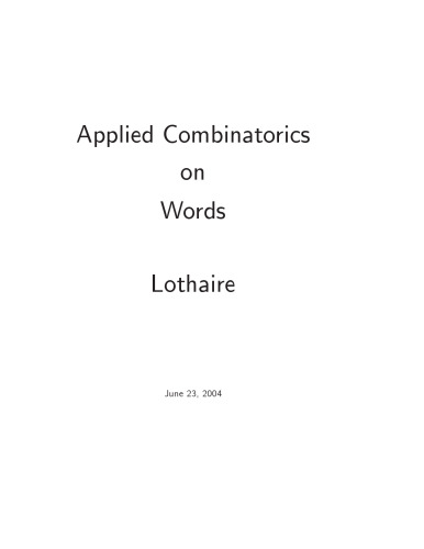 Applied Combinatorics On Words