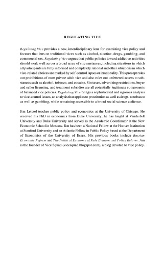 Regulating Vice: Misguided Prohibitions and Realistic Controls