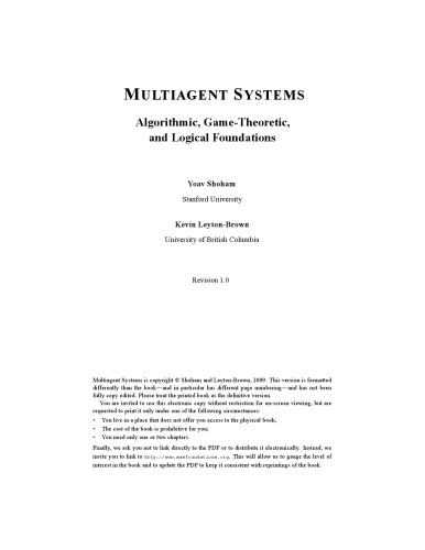 Multiagent systems: algorithmic, game-theoretic, and logical foundations