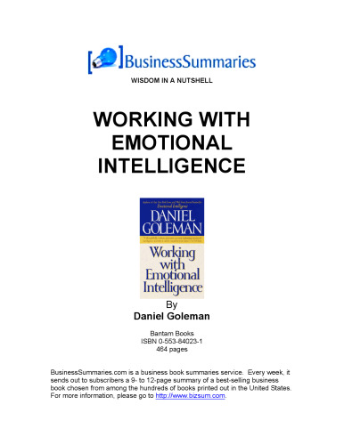 Working With Emotional Intelligence