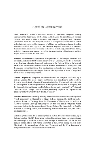 The Body in Biblical, Christian and Jewish Texts