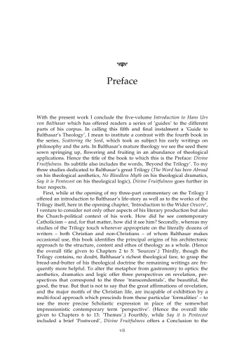Divine Fruitfulness: A Guide through Balthasar’s Theology beyond the Trilogy