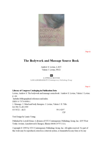 The Bodywork and Massage Sourcebook