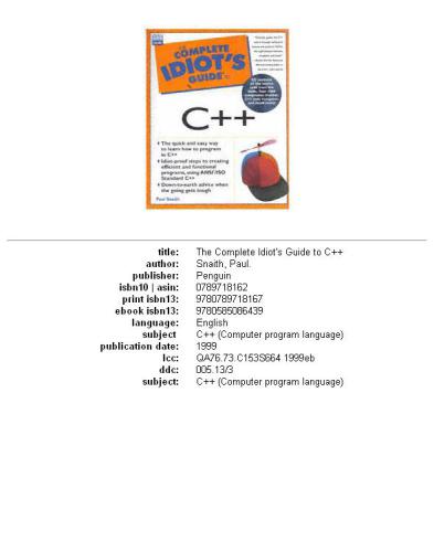 Complete Idiot's Guide to C++
