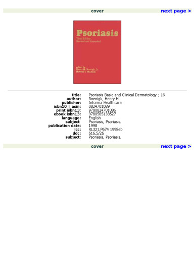 Psoriasis: Third Edition Revised and Expanded (Basic and Clinical Dermatology)