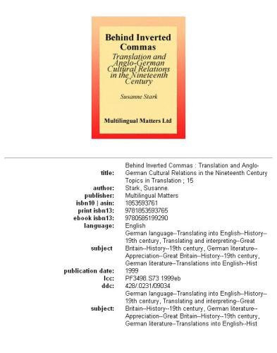 Behind Inverted Commas: Translation and Anglo-German Cultural Relations in the Nineteenth Century (Topics in Translation, 15)