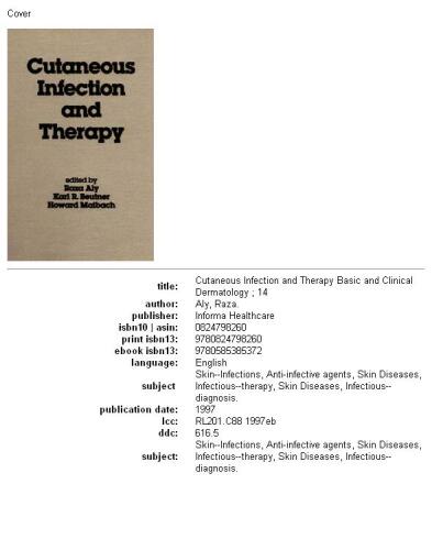 Cutaneous Infection and Therapy (Basic and Clinical Dermatology Series)