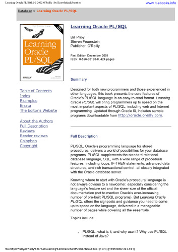 Learning Oracle PL/SQL