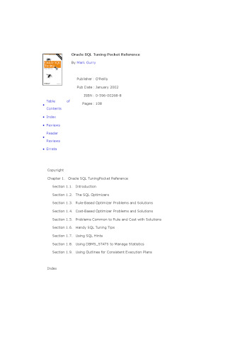 Oracle SQL tuning: pocket reference