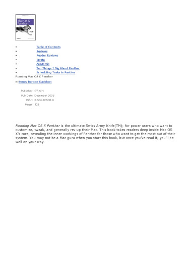 Running Mac OS X Panther