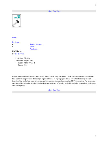 PDF Hacks: 100 Industrial-Strength Tips & Tools
