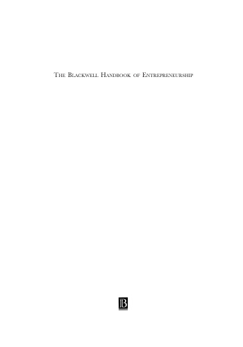 The Blackwell handbook of entrepreneurship