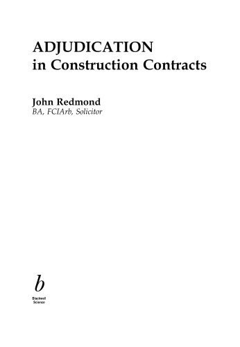 Adjudication in Construction Contracts