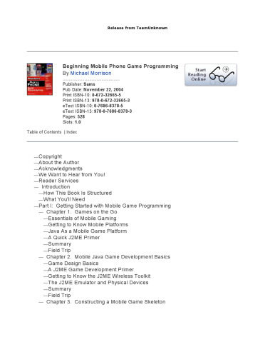 Beginning Mobile Phone Game Programming