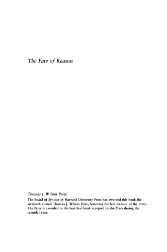 The Fate of Reason: German Philosophy from Kant to Fichte