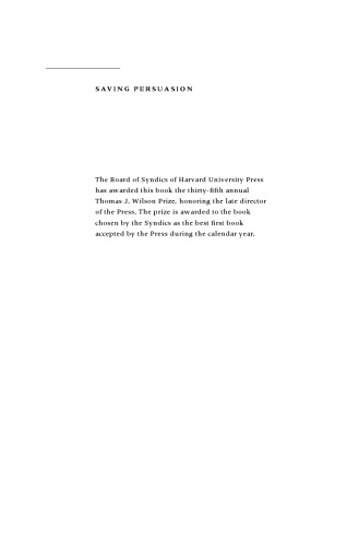 Saving Persuasion: A Defense of Rhetoric and Judgment