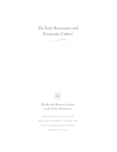 The early Renaissance and vernacular culture
