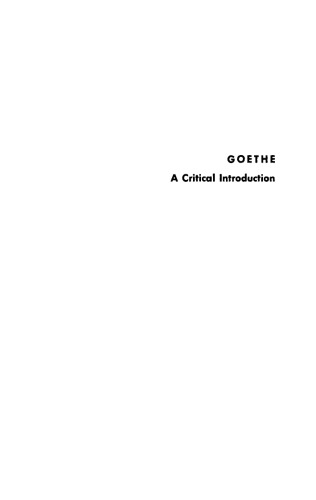 Goethe: A Critical Introduction