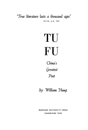 Tu Fu: China’s Greatest Poet