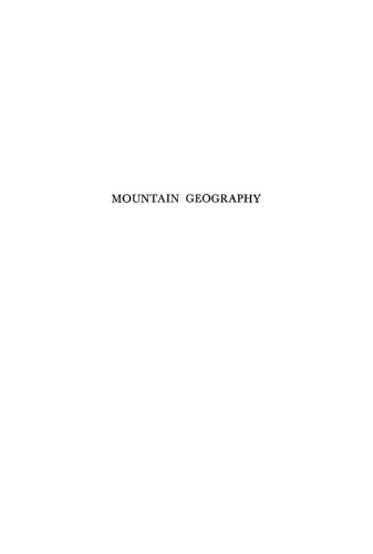 Mountain Geography: A Critique and Field Study