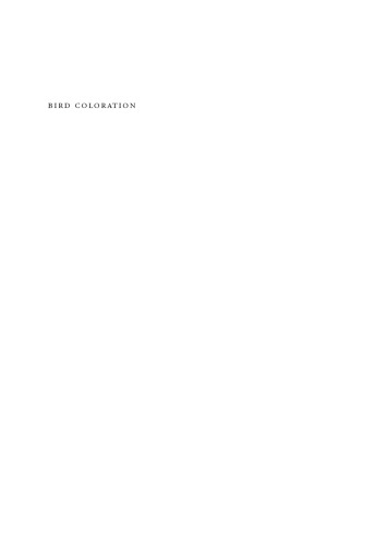 Bird Coloration: Function and Evolution
