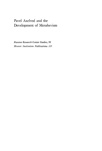 Pavel Axelrod and the Development of Menshevism