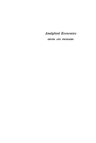 Analytical Economics: Issues and Problems