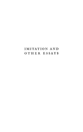 Imitation and Other Essays