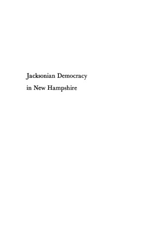 Jacksonian Democracy in New Hampshire, 1800-1851