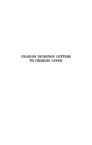 Charles Dickens’s Letters to Charles Lever