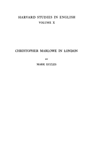 Christopher Marlowe in London
