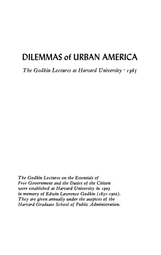 Dilemmas of Urban America
